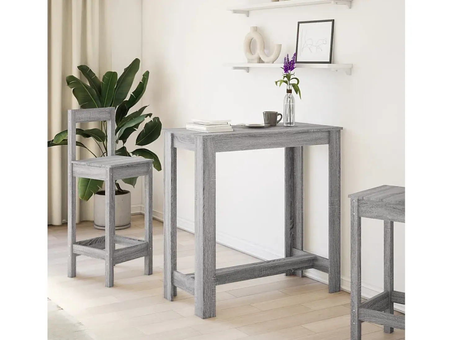 Mesa alta de bar madera ingeniería gris Sonoma 102x50x103,5 cm