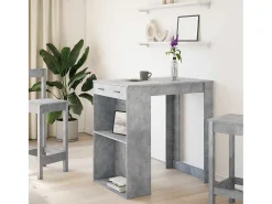 Mesa alta de bar madera ingeniería gris hormigón 102x70x103,5cm