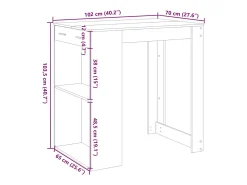 Mesa alta de bar madera ingeniería blanca 102x70x103,5 cm