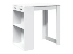 Mesa alta de bar madera ingeniería blanca 102x70x103,5 cm