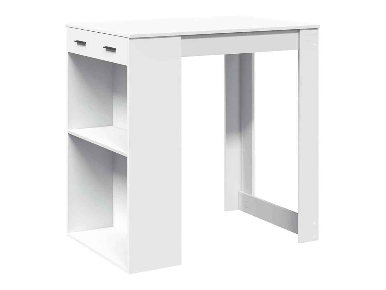 Mesa alta de bar madera ingeniería blanca 102x70x103,5 cm