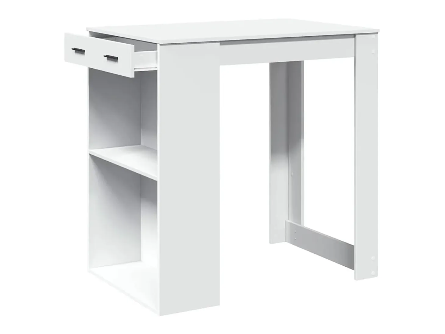 Mesa alta de bar madera ingeniería blanca 102x70x103,5 cm