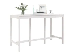 Mesa alta de bar madera maciza de pino blanco 180x80x110 cm