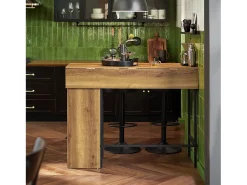 Mesa Alta de Bar Mesa Alta de Comedor con 1 Tablero Plegable Adicional, 1 Puerta y 2 Estantes 120 x 63 x 95 cm FWT98-PF SoBuy ES