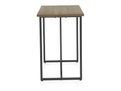 Mesa alta de bar 130x70 de madera de abeto con patas metálicas negras