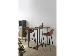 Mesa alta de bar 130x70 de madera de abeto con patas metálicas negras