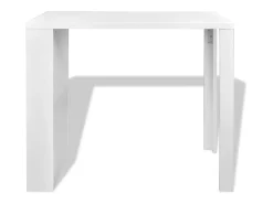 Mesa alta de cocina con estantes para botellas blanca brillante
