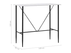 Mesa alta de cocina MDF blanco 120x60x110 cm