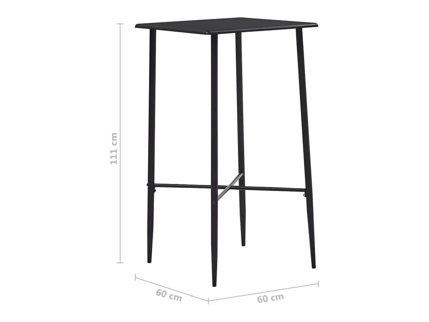 Mesa alta de cocina MDF negro 60x60x111 cm ES589153
