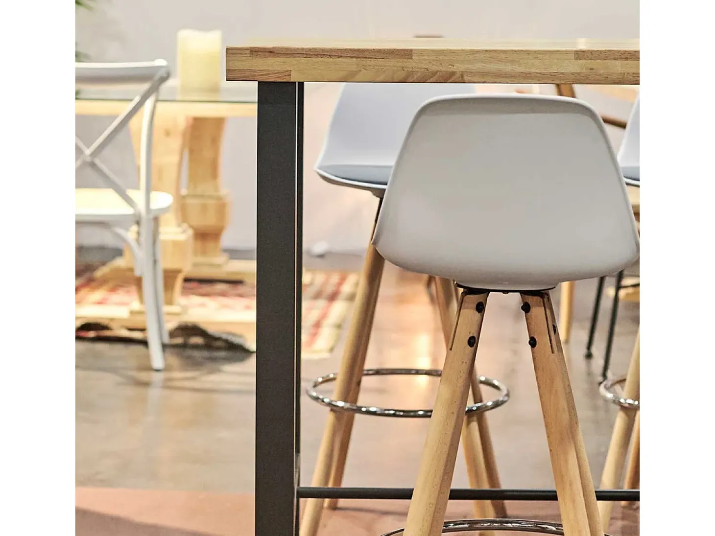 Mesa alta de comedor Loft diseño nórdico roble Nordish/negro 100x120x70 cm Adec