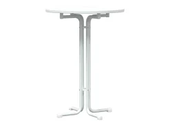Mesa alta de comedor madera ingeniería y acero blanco Ø80x110cm ES231018
