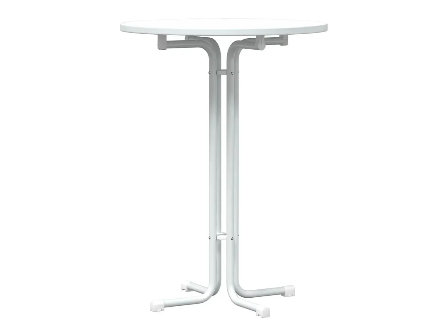 Mesa alta de comedor madera ingeniería y acero blanco Ø80x110cm ES231018