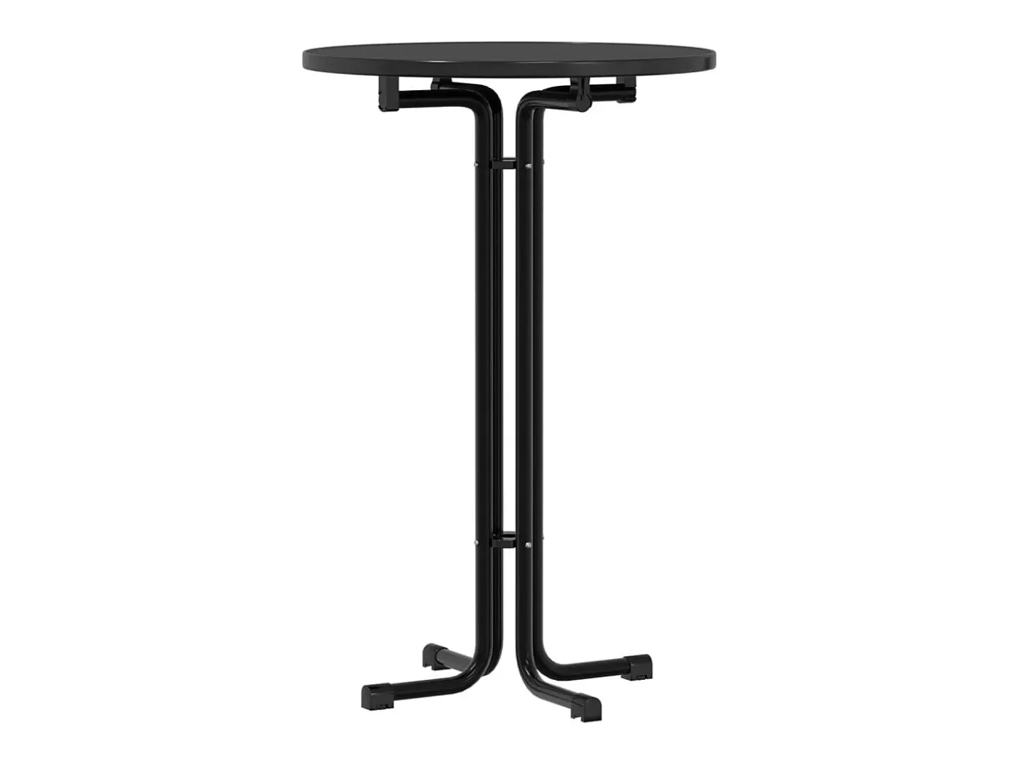 Mesa alta de comedor madera ingeniería y acero negro Ø70x110 cm ES316968