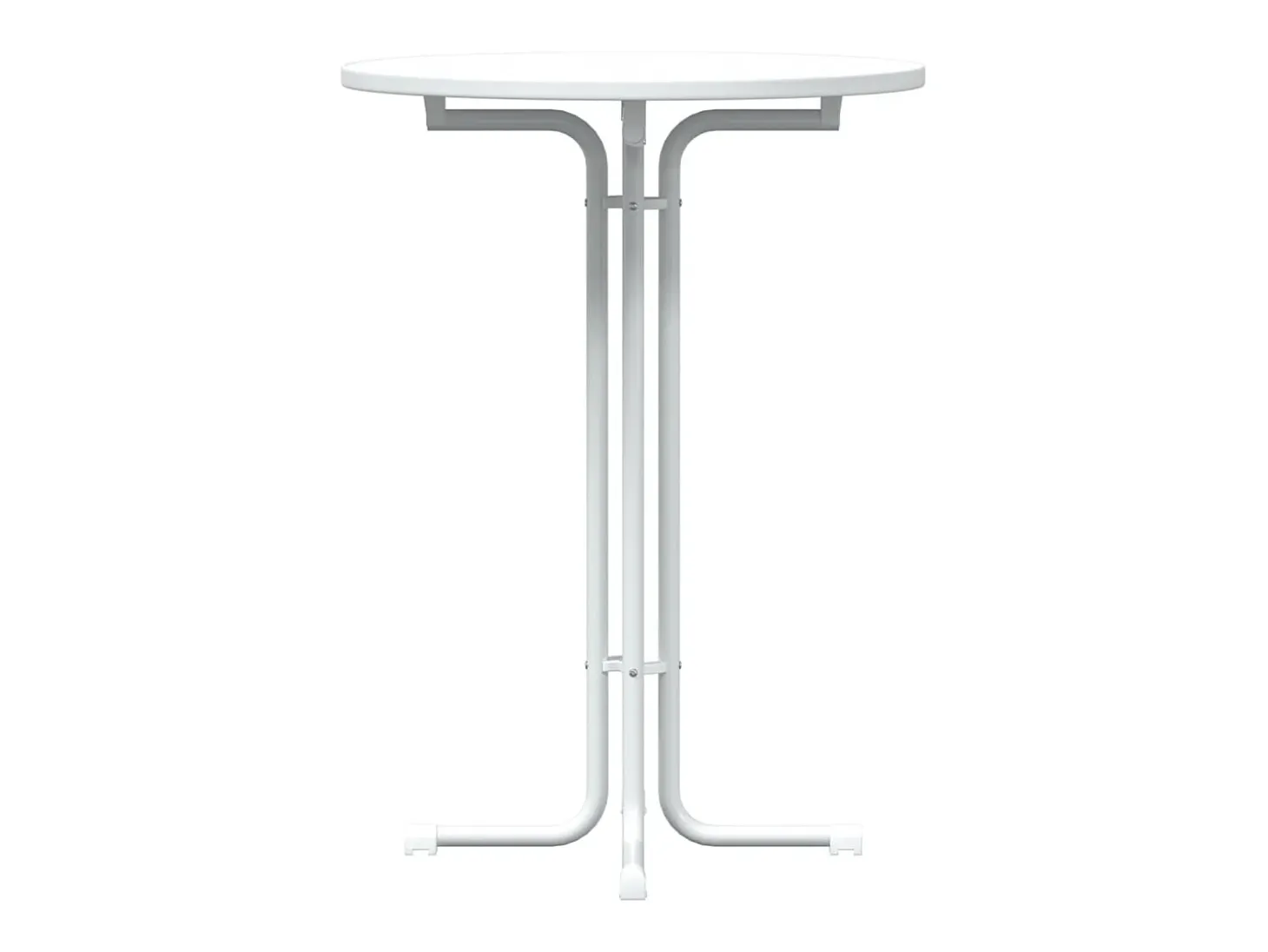 Mesa alta de comedor madera ingeniería y acero blanco Ø80x110cm