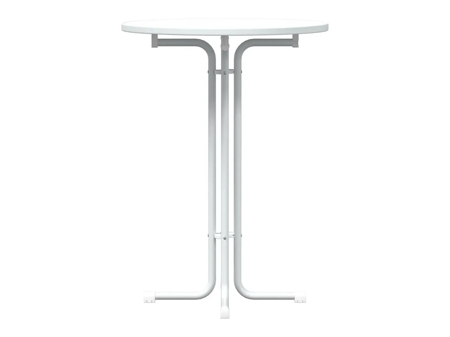 Mesa alta de comedor madera ingeniería y acero blanco Ø80x110cm