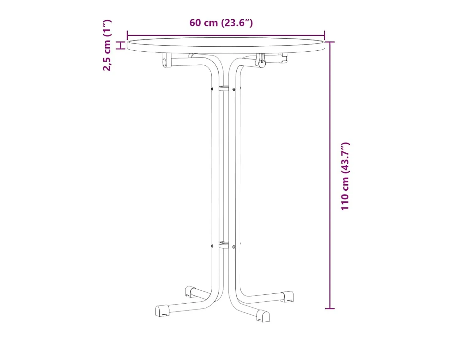 Mesa alta de comedor madera ingeniería y acero blanco Ø60x110cm