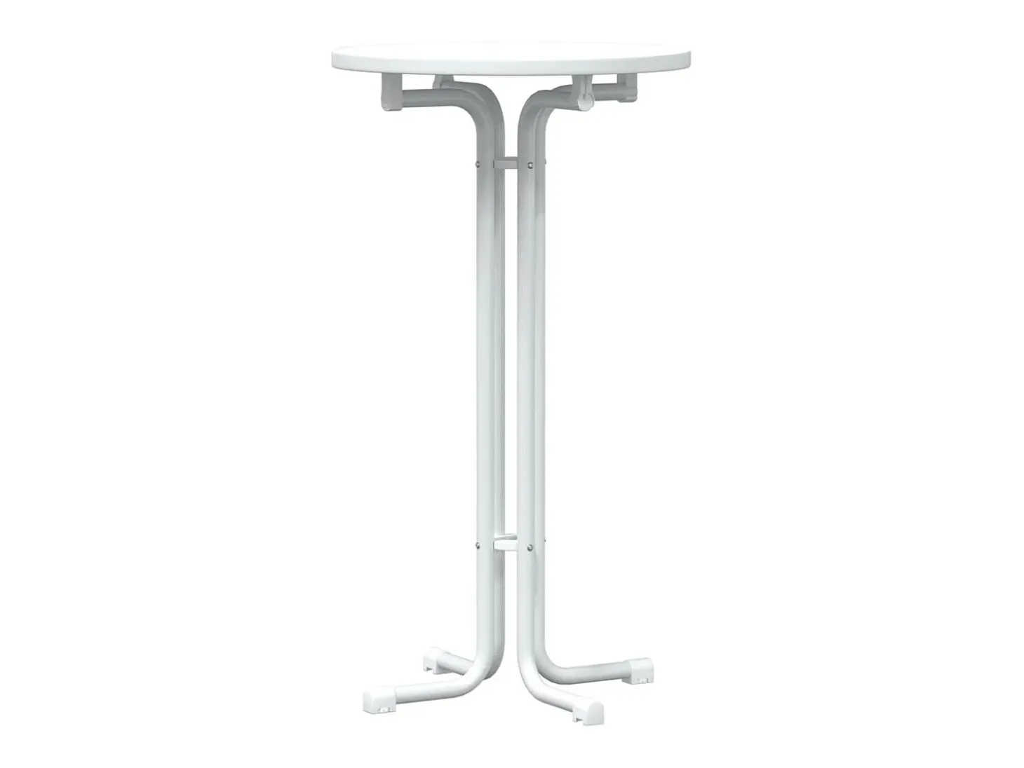 Mesa alta de comedor madera ingeniería y acero blanco Ø60x110cm