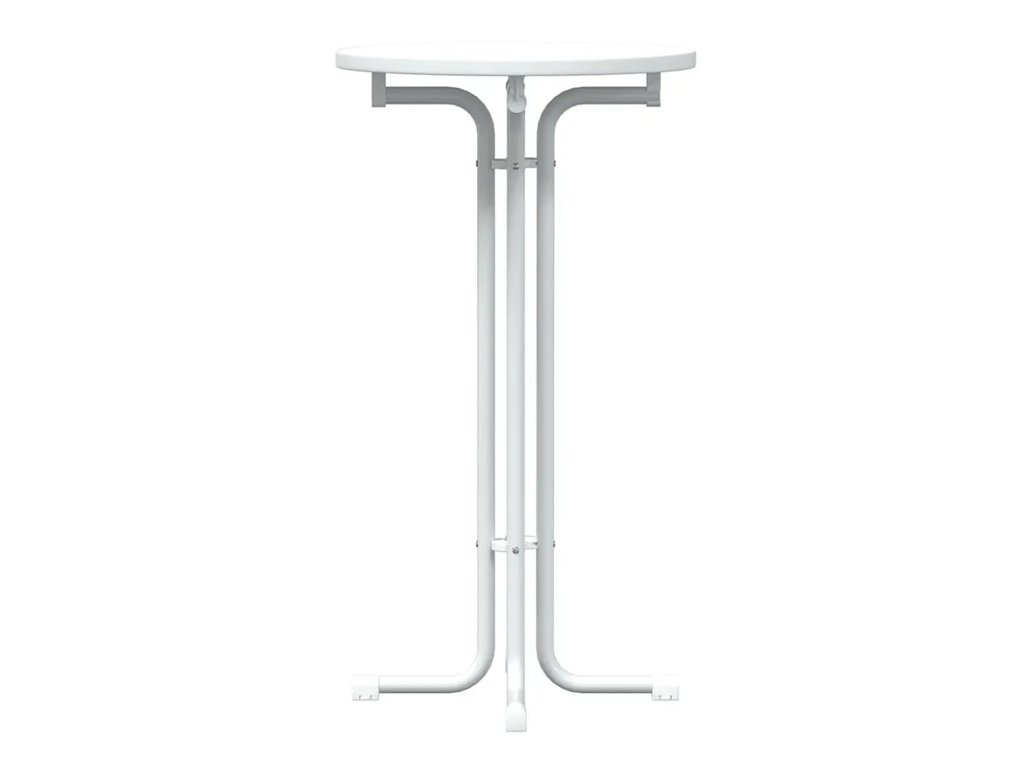 Mesa alta de comedor madera ingeniería y acero blanco Ø60x110cm