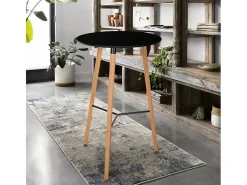 Mesa alta de diseño escandinavo de madera 60x60 redonda de madera Shrub - Negro