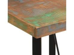 Mesa alta de hierro y madera maciza reciclada 55x55x107 cm ES137423