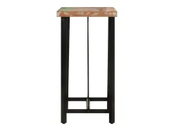 Mesa alta de hierro y madera maciza reciclada 55x55x107 cm ES137423