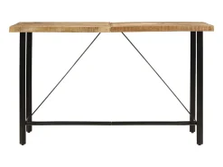 Mesa alta de hierro y madera maciza de mango 180x70x107 cm