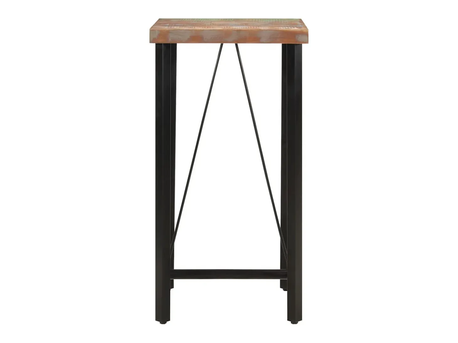 Mesa alta de hierro y madera maciza reciclada 55x55x107 cm