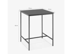Mesa alta de 70x70 cm para bar cocina y cafetería de metal blanco y negro Zakis - Negro
