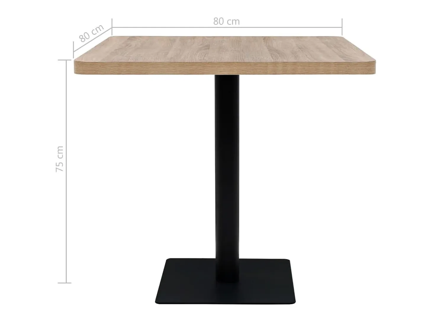 Mesa alta estilo bar/bistro MDF y acero cuadrada 80 x 80 cm roble beige 0902108