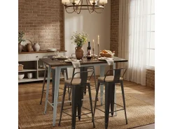 Mesa alta estilo industrial para taburete bar cocina 120 x 60 x 106 cm Catal - Blanco
