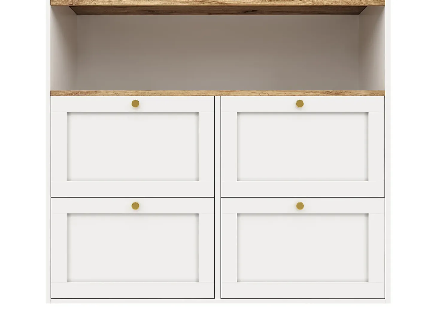 Mesa alta giratoria 360°, con 4 cajones y estantes abiertos, diseño moderno, MDF, blanco (105x39x102 cm)