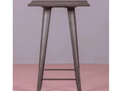 Mesa alta industrial en acero envejecido y madera oscura - Bistro - Antique