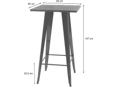 Mesa alta MCW-A73 con tablero de madera incluido, gris