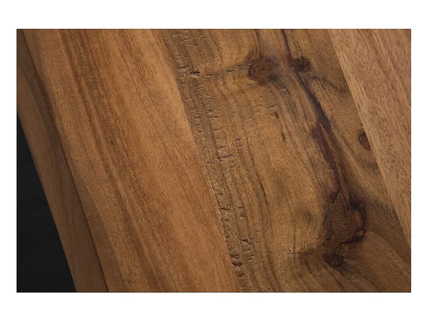 Mesa ARKAYA 160 cm – Tablero de madera de acacia salvaje barnizada y patas de metal negro en U – Estilo industrial