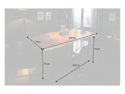 Mesa ARKAYA 160 cm – Tablero de madera de acacia salvaje barnizada y patas de metal negro en U – Estilo industrial