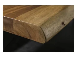 Mesa ARKAYA 200 cm – Tablero de madera maciza de acacia barnizada y patas de metal negro en X