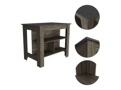 Mesa Auxiliar de cocina Cala en melamina con 3 estantes , 89.91 cm X 102.8 cm X 69.85 cm , Marrón
