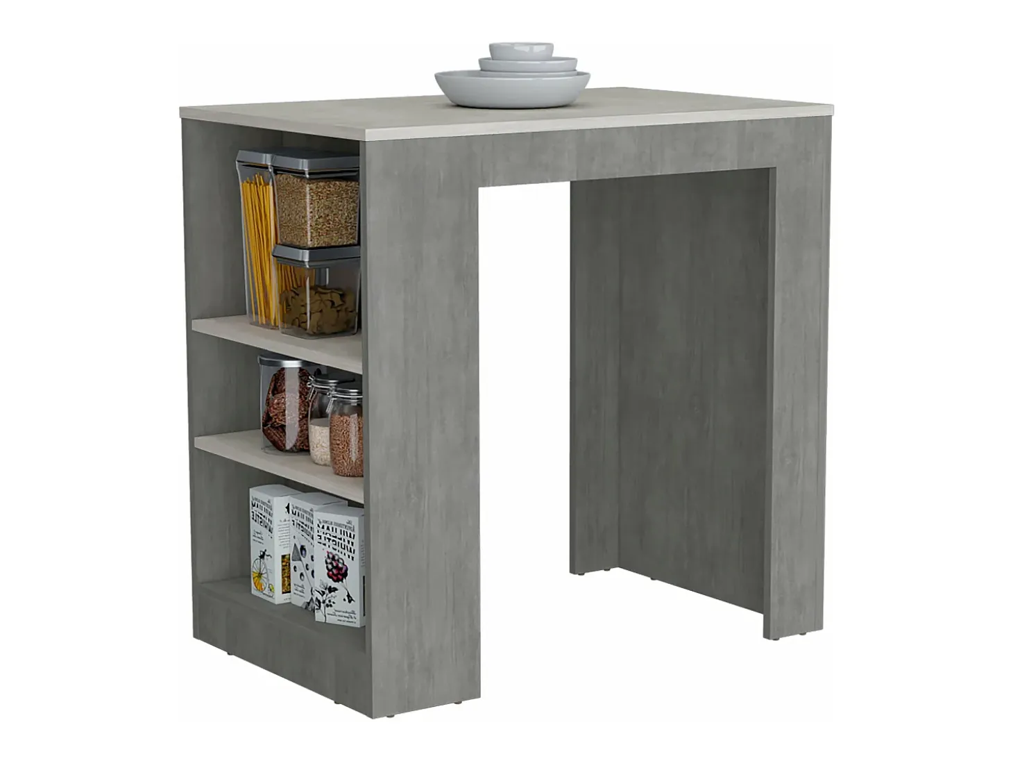 Mesa Auxiliar de cocina Portree en melamina con 2 estantes , 91.18 cm X 92 cm X 58.9 cm , Blanco