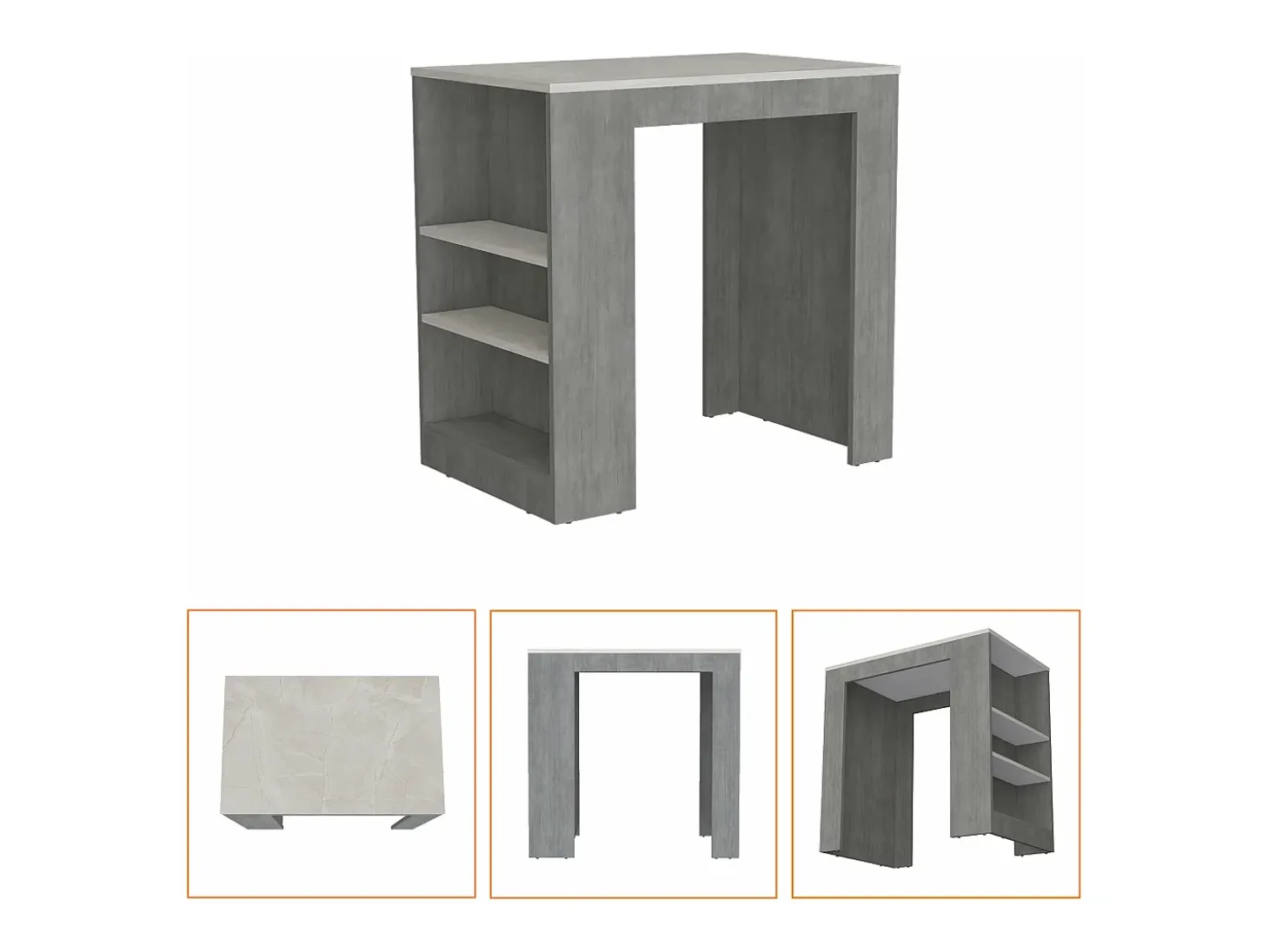 Mesa Auxiliar de cocina Portree en melamina con 2 estantes , 91.18 cm X 92 cm X 58.9 cm , Blanco