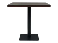 Mesa bar bistró MDF y acero cuadrada fresno oscuro 80x80x75 cm