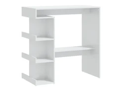 Mesa bar con estante aglomerado blanco brillo 100x50x101,5 cm