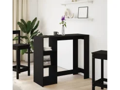 Mesa bar con estante madera ingeniería negra 124x46x103,5 cm