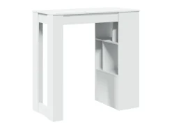 Mesa bar con estantes madera ingeniería blanca 102x50x103,5 cm