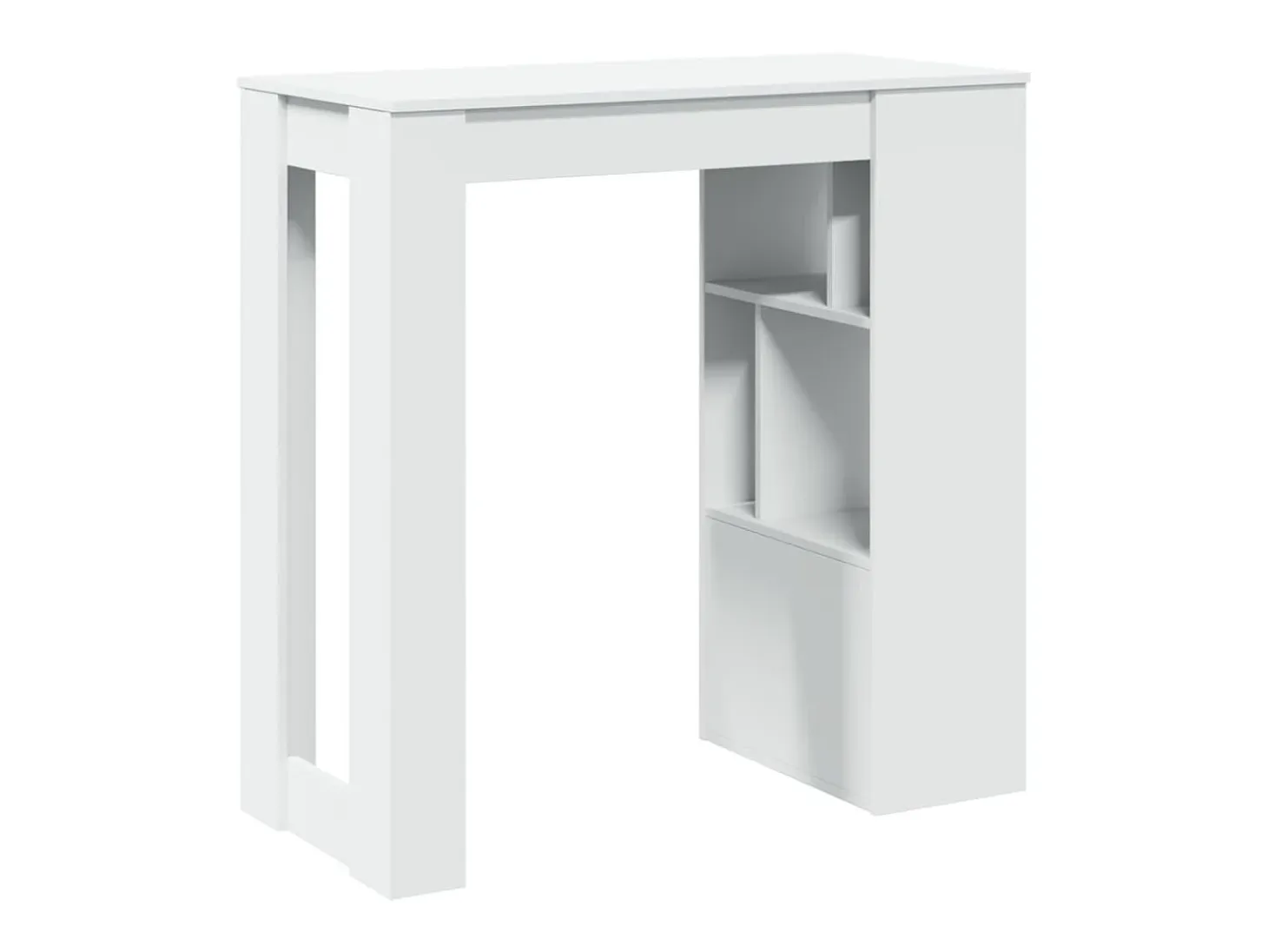 Mesa bar con estantes madera ingeniería blanca 102x50x103,5 cm