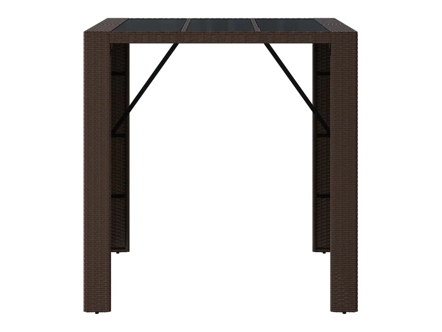 Mesa bar con superficie cristal ratán PE marrón 105x80x110 cm ES742845