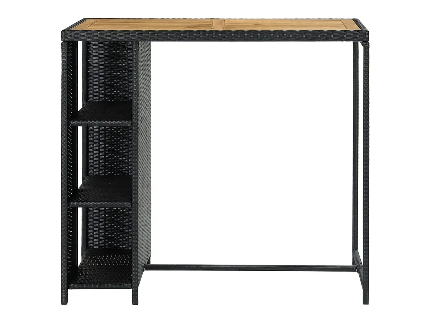 Mesa bar estante almacenaje 120x60x110 cm ratán sintético negro