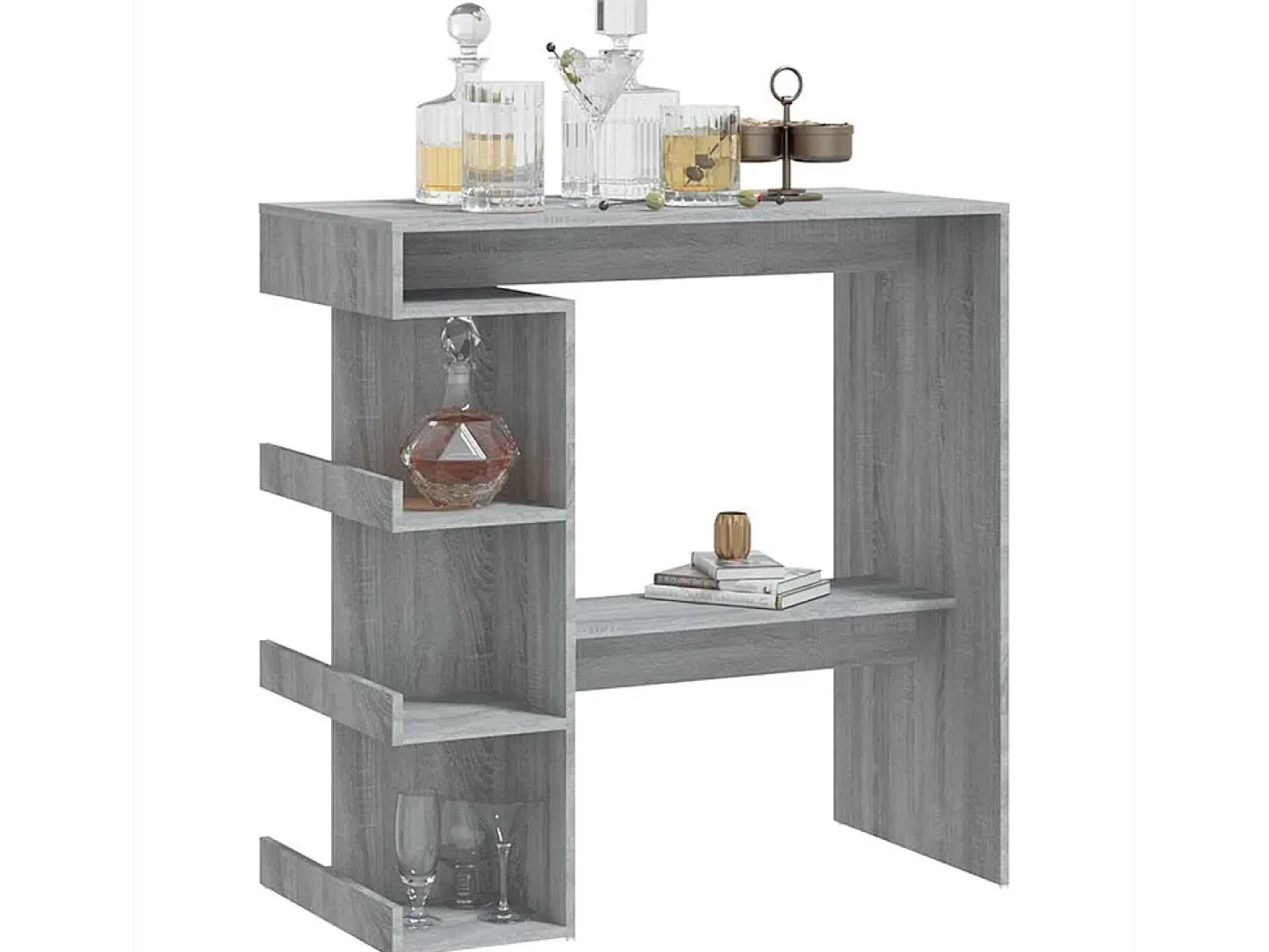 Mesa bar estante almacenaje gris Sonoma 100x50x101,5 cm