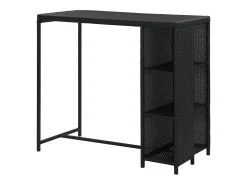 Mesa bar estante almacenaje 120x60x110cm ratán sintético negro ES372050