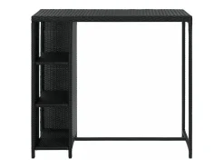 Mesa bar estante almacenaje 120x60x110cm ratán sintético negro ES372050
