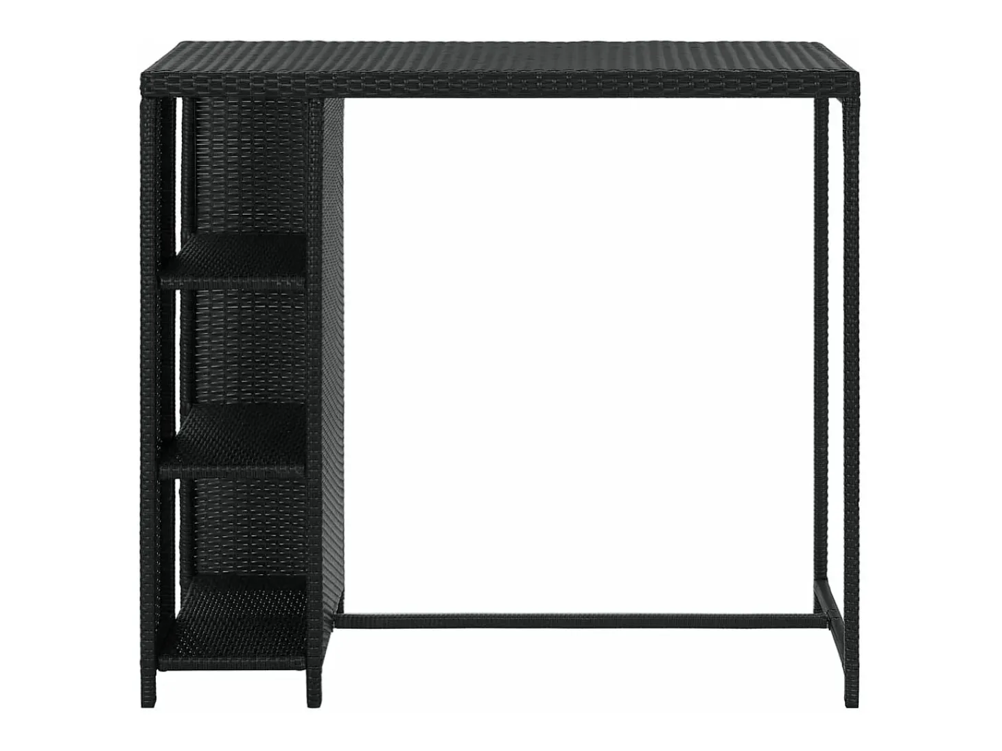Mesa bar estante almacenaje 120x60x110cm ratán sintético negro ES372050